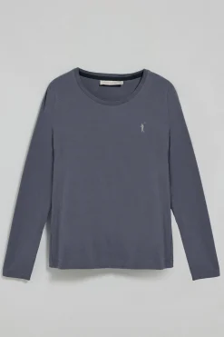 Camiseta básica de manga larga azul denim con logo Rigby Go