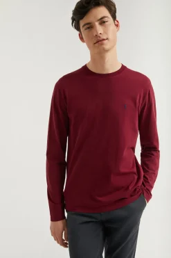 Camiseta básica granate de manga larga con logo Rigby Go