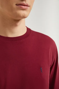 Camiseta básica granate de manga larga con logo Rigby Go