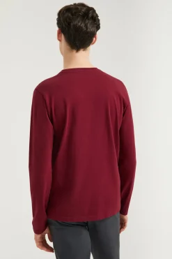 Camiseta básica granate de manga larga con logo Rigby Go