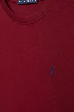 Camiseta básica granate de manga larga con logo Rigby Go