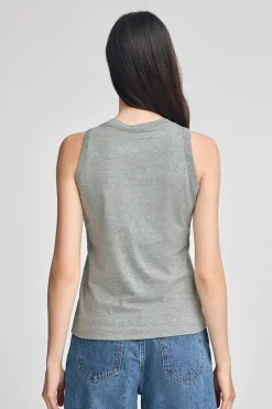 Camiseta básica gris vigoré sin mangas y cuello redondo con logo bordado Rigby Go