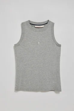 Camiseta básica gris vigoré sin mangas y cuello redondo con logo bordado Rigby Go