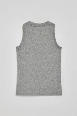 Camiseta básica gris vigoré sin mangas y cuello redondo con logo bordado Rigby Go