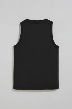 Camiseta básica negra sin mangas y cuello redondo con logo bordado Rigby Go