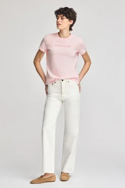 Camiseta básica rosa con logo engomado Polo Club