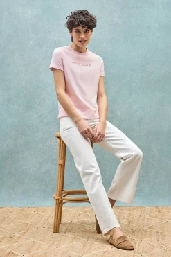 Camiseta básica rosa con logo engomado Polo Club