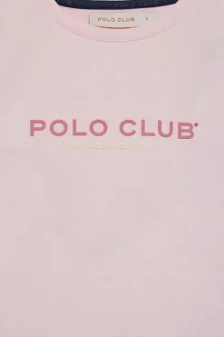 Camiseta básica rosa con logo engomado Polo Club