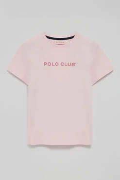 Camiseta básica rosa con logo engomado Polo Club