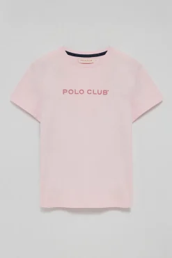 Camiseta básica rosa con logo engomado Polo Club