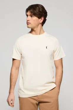 Camiseta color crudo con cuello redondo y bordado Rigby Go