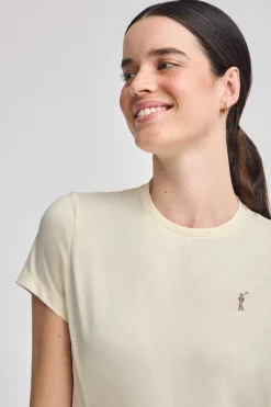 Camiseta color crudo de cuello redondo con bordado Rigby Go