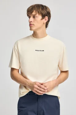 Camiseta color crudo de cuello redondo y print náutico
