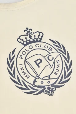 Camiseta color crudo de cuello redondo y print náutico