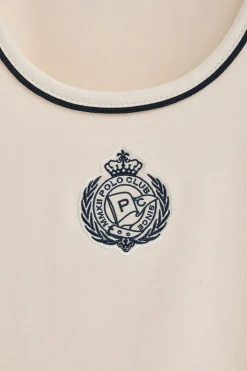 Camiseta color crudo de tirantes con escudo náutico