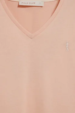 Camiseta color maquillaje de escote en pico y bordado Rigby Best