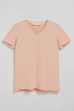 Camiseta color maquillaje de escote en pico y bordado Rigby Best