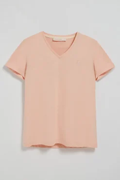 Camiseta color maquillaje de escote en pico y bordado Rigby Best