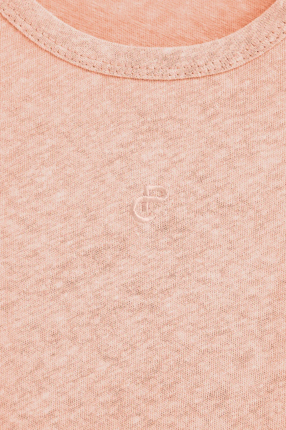 Camiseta color maquillaje de lino y algodón con monograma bordado