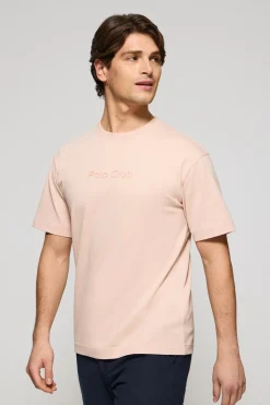 Camiseta color maquillaje de manga corta y cuello redondo con logotipo Polo Club