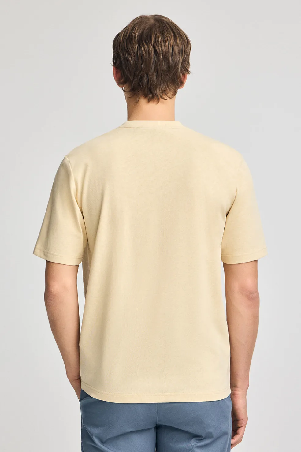 Camiseta color marfil de algodón y lino con bordado Rigby Go
