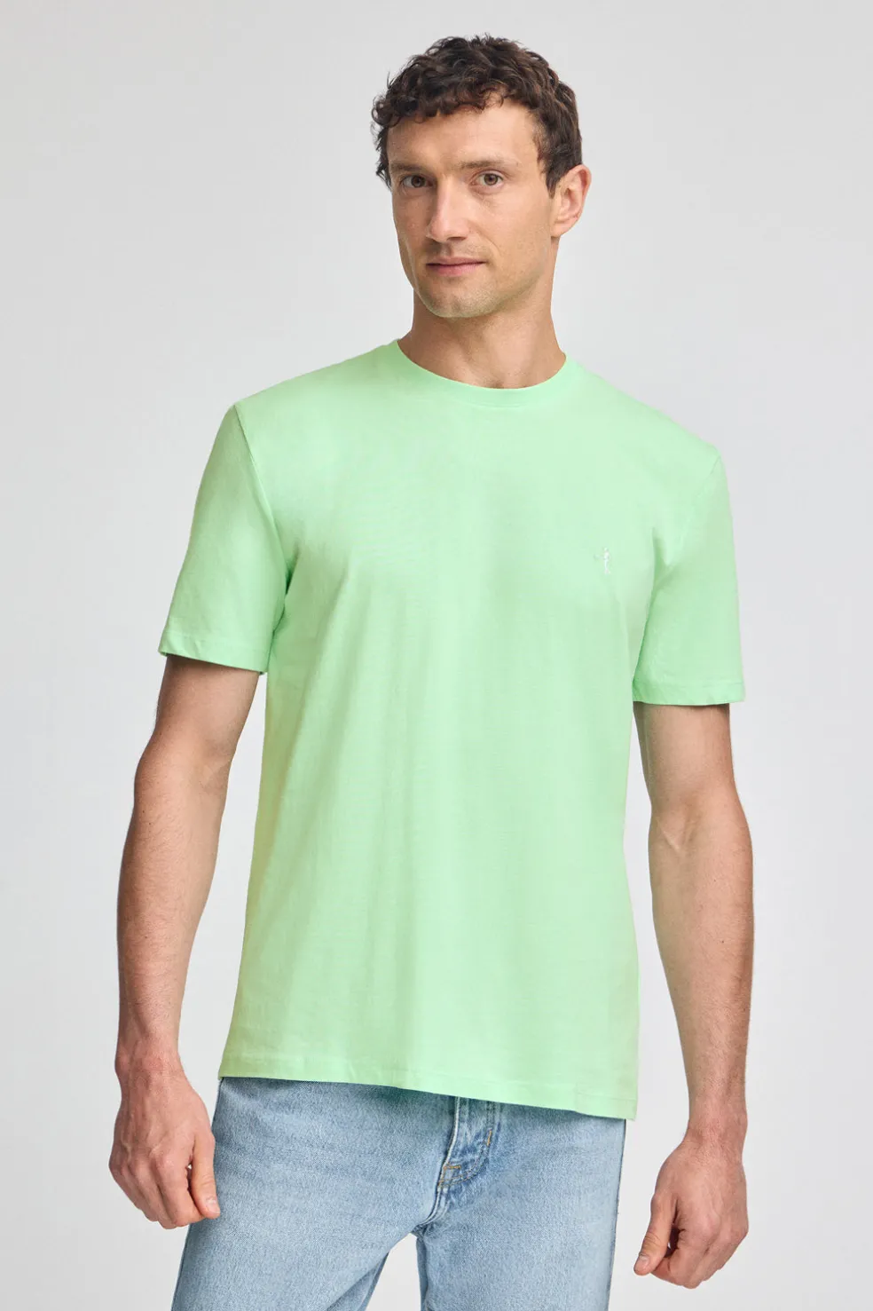 Camiseta color menta básica de cuello redondo y bordado Rigby Best