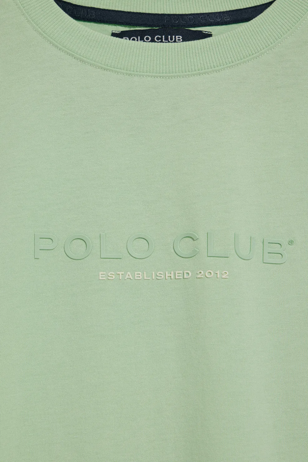 Camiseta color menta de cuello redondo y logo engomado