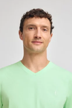 Camiseta color menta de manga corta y cuello de pico con bordado Rigby Best