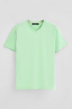 Camiseta color menta de manga corta y cuello de pico con bordado Rigby Best