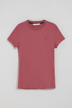Camiseta color rosa vino de manga corta con logo bordado Rigby Go