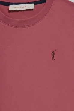 Camiseta color rosa vino de manga corta con logo bordado Rigby Go