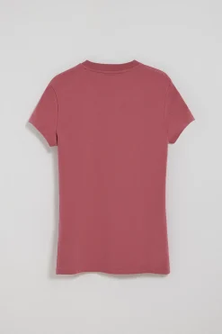Camiseta color rosa vino de manga corta con logo bordado Rigby Go