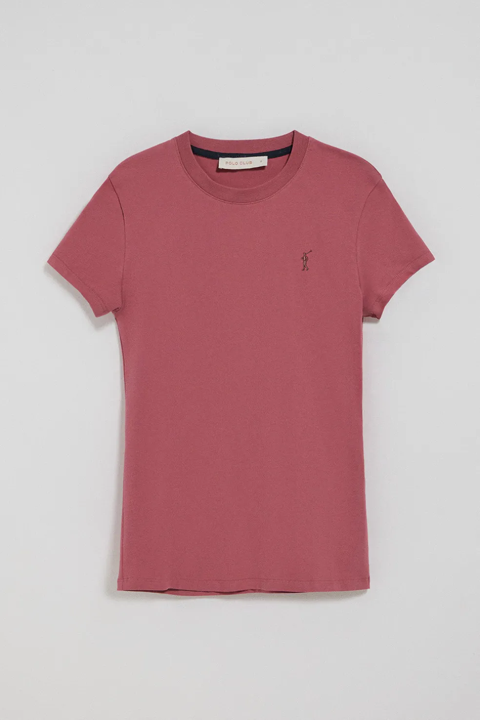 Camiseta color rosa vino de manga corta con logo bordado Rigby Go