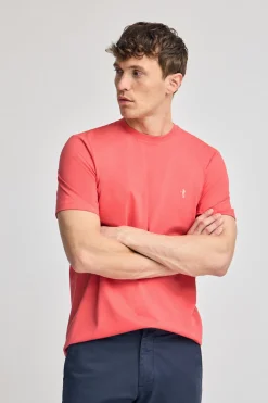 Camiseta coral básica de cuello redondo y bordado Rigby Best