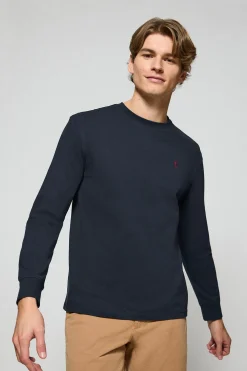 Camiseta de manga larga azul marino con logo bordado Rigby Go