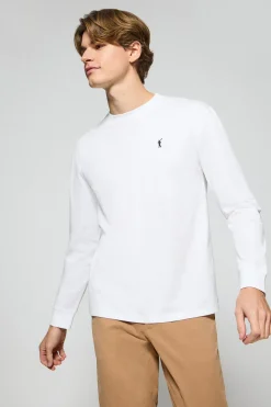 Camiseta de manga larga blanca con logo bordado Rigby Go