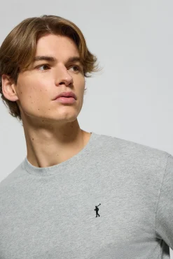 Camiseta de manga larga gris vigoré con logo bordado Rigby Go