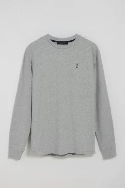 Camiseta de manga larga gris vigoré con logo bordado Rigby Go