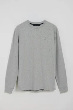 Camiseta de manga larga gris vigoré con logo bordado Rigby Go