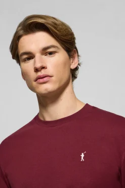Camiseta de manga larga granate con logo bordado Rigby Go