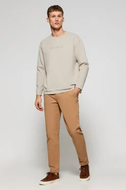 Camiseta de manga larga Hermes beige con logo engomado Polo Club