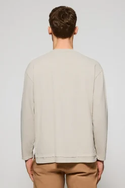Camiseta de manga larga Hermes beige con logo engomado Polo Club