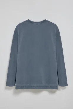 Camiseta de manga larga Hermes azul denim con logo engomado Polo Club
