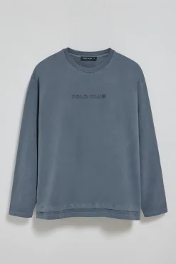 Camiseta de manga larga Hermes azul denim con logo engomado Polo Club