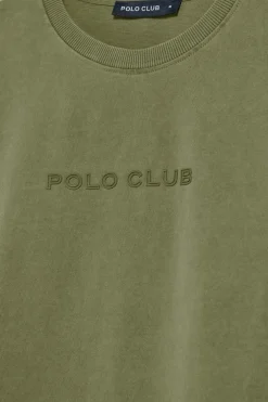 Camiseta de manga larga Hermes caqui con logo engomado Polo Club