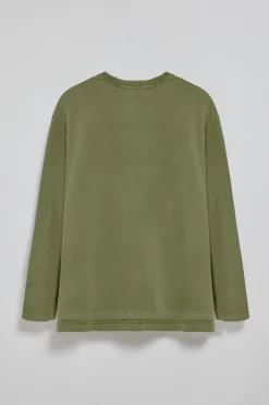 Camiseta de manga larga Hermes caqui con logo engomado Polo Club