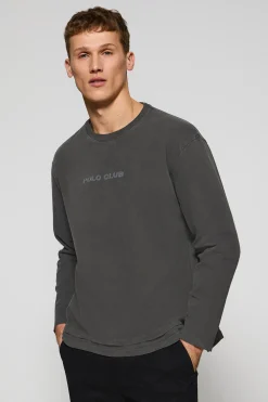 Camiseta de manga larga Hermes negra con logo engomado Polo Club