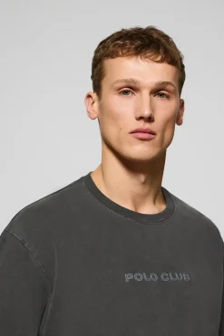 Camiseta de manga larga Hermes negra con logo engomado Polo Club