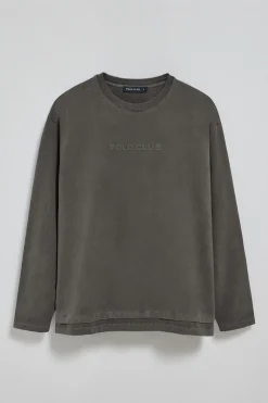 Camiseta de manga larga Hermes negra con logo engomado Polo Club