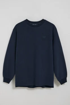 Camiseta de manga larga y cuello redondo azul marino con detalle Polo Club